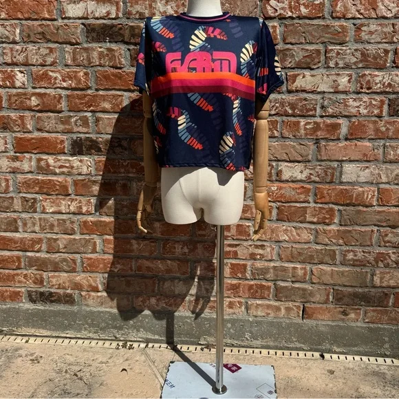 SOLD ELSEWHERE FARM Rio Anthropologie colorful athletic crop top / S - Picture 6 of 12